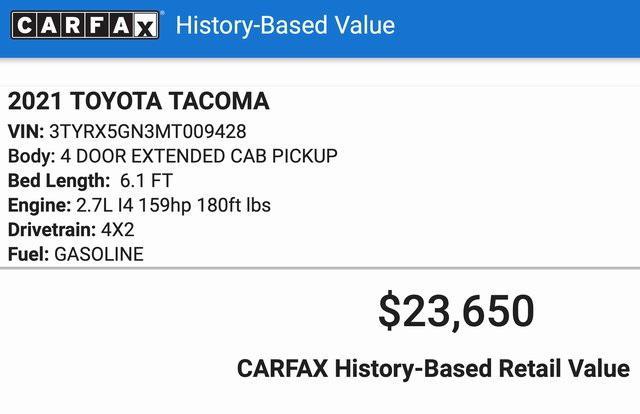 used 2021 Toyota Tacoma car, priced at $21,559