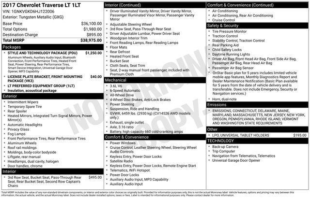 used 2017 Chevrolet Traverse car, priced at $10,200