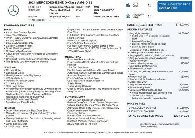 used 2024 Mercedes-Benz AMG G 63 car, priced at $215,989