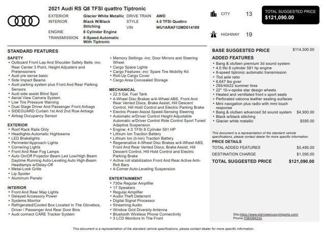 used 2021 Audi RS Q8 car, priced at $83,114