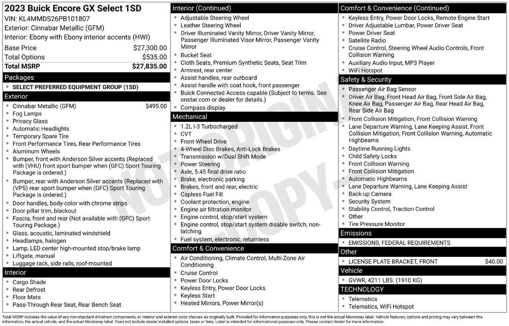 used 2023 Buick Encore GX car, priced at $19,487
