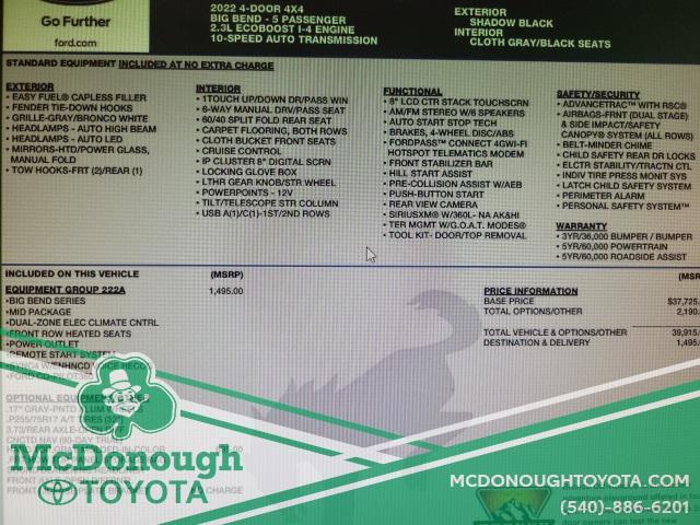 used 2022 Ford Bronco car, priced at $35,250