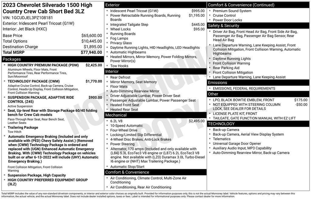 used 2023 Chevrolet Silverado 1500 car, priced at $45,185