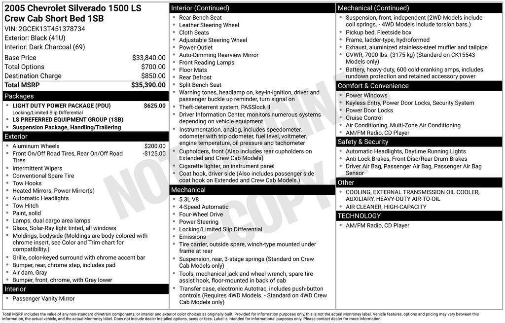 used 2005 Chevrolet Silverado 1500 car, priced at $4,955