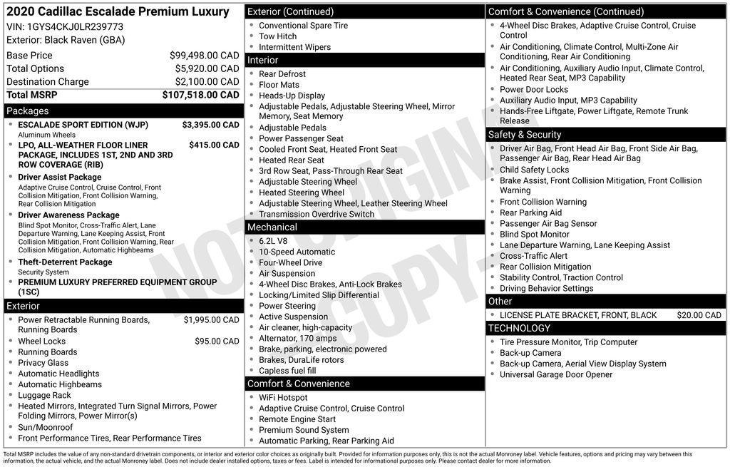 used 2020 Cadillac Escalade car, priced at $45,789