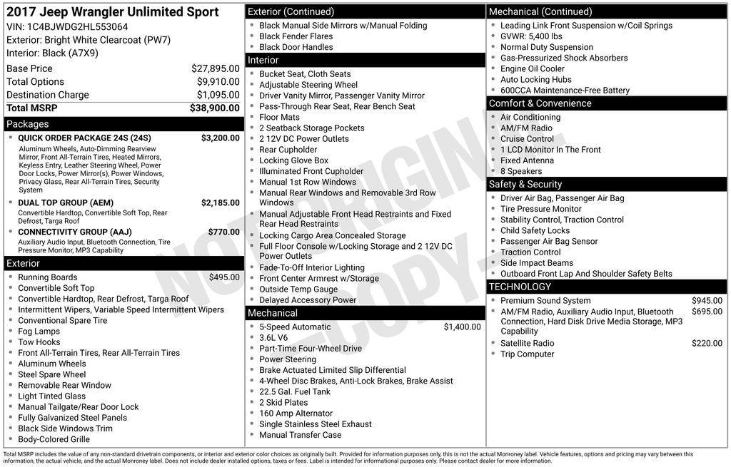 used 2017 Jeep Wrangler Unlimited car, priced at $15,964