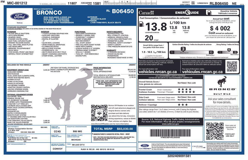 used 2024 Ford Bronco car, priced at $50,459