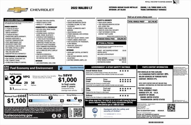 used 2022 Chevrolet Malibu car, priced at $15,846