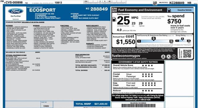 used 2019 Ford EcoSport car, priced at $16,555