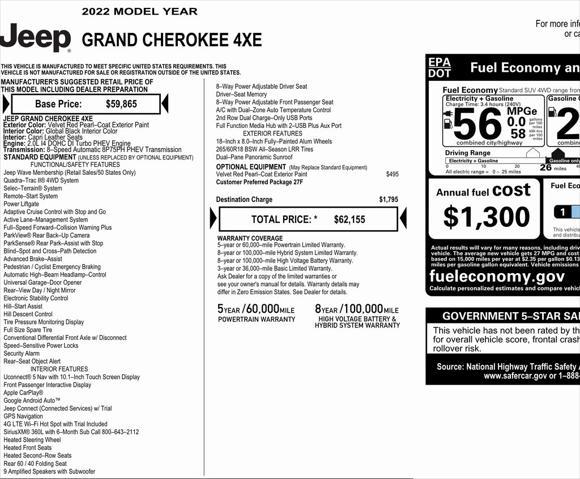 new 2022 Jeep Grand Cherokee 4xe car, priced at $39,998