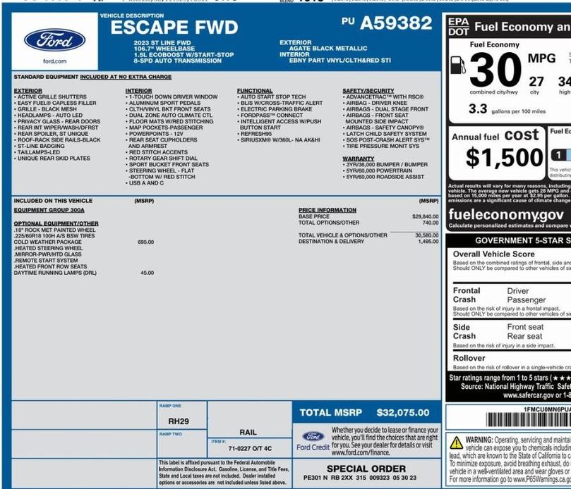 used 2023 Ford Escape car, priced at $25,400