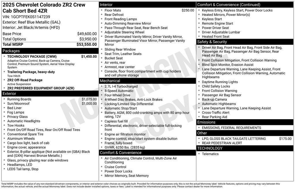 new 2025 Chevrolet Colorado car, priced at $50,720