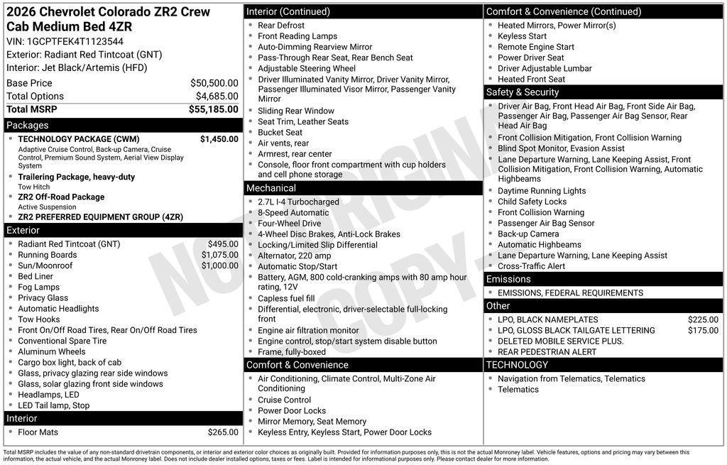 new 2026 Chevrolet Colorado car, priced at $55,267