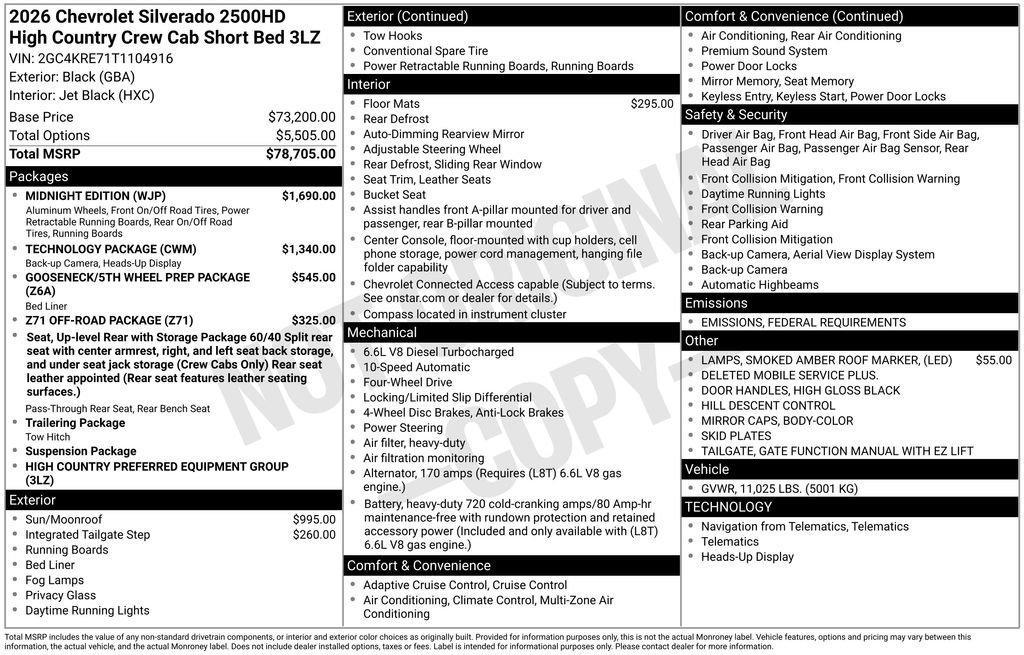 new 2026 Chevrolet Silverado 2500 car, priced at $81,300