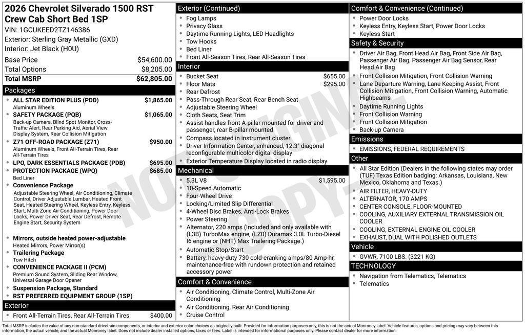 new 2026 Chevrolet Silverado 1500 car, priced at $54,450