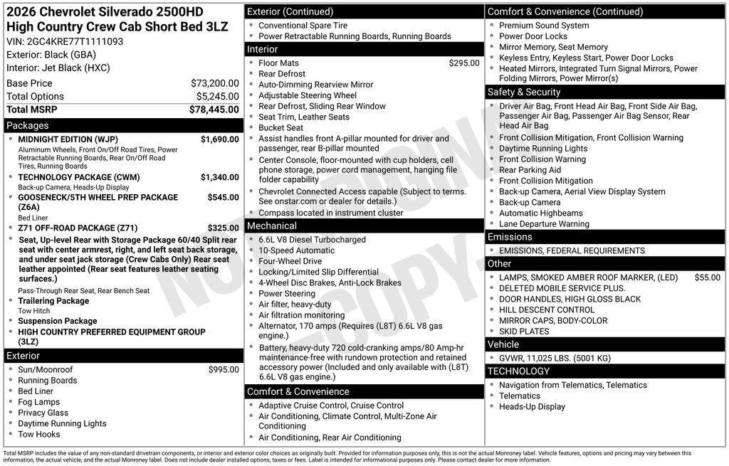 new 2026 Chevrolet Silverado 2500 car, priced at $79,540