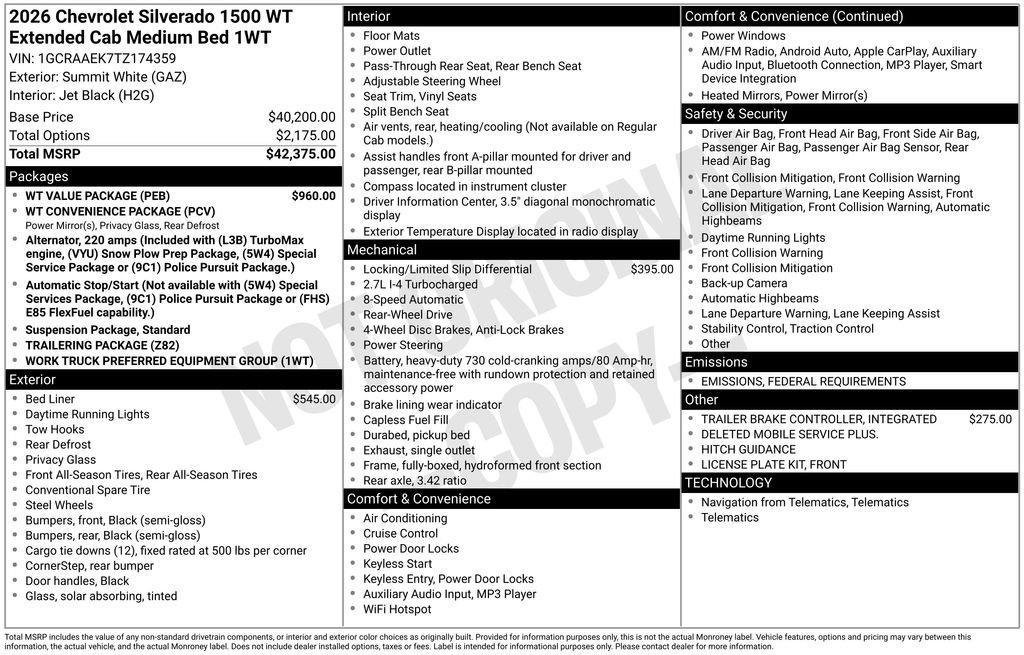 new 2026 Chevrolet Silverado 1500 car, priced at $39,370