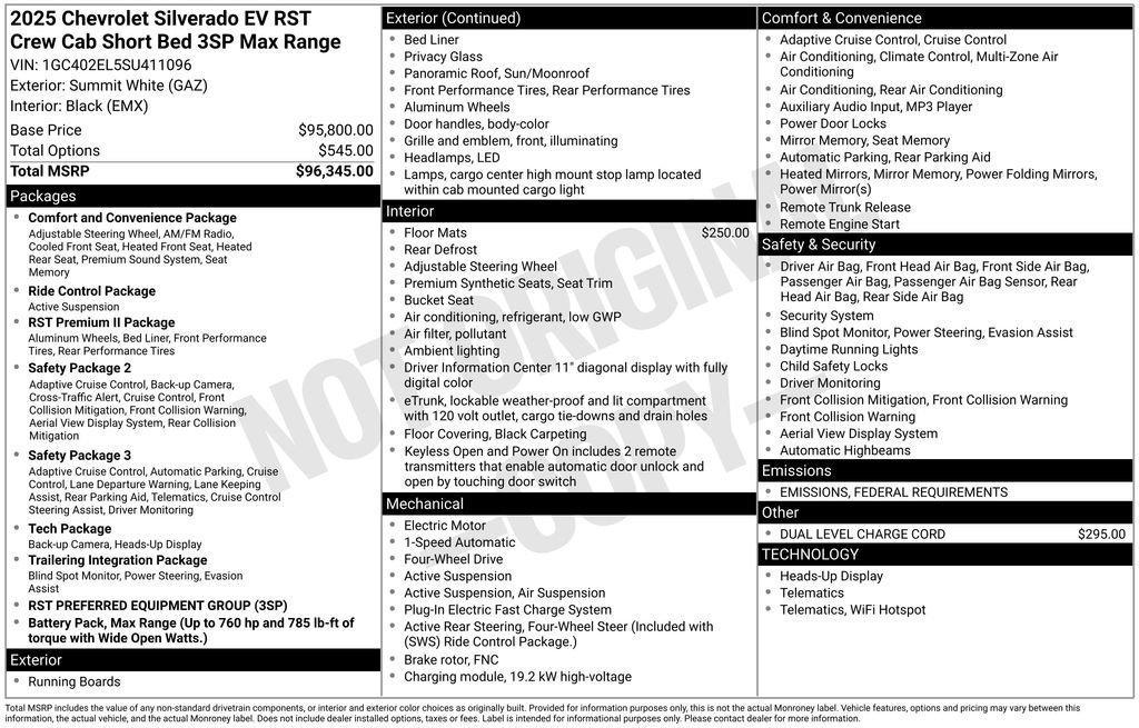 new 2025 Chevrolet Silverado EV car, priced at $89,440