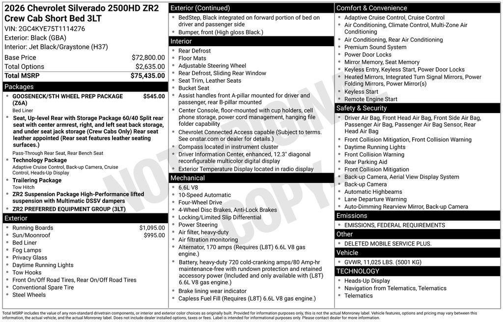 new 2026 Chevrolet Silverado 2500 car, priced at $78,030