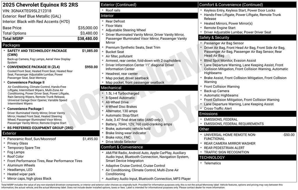 new 2025 Chevrolet Equinox car, priced at $36,287