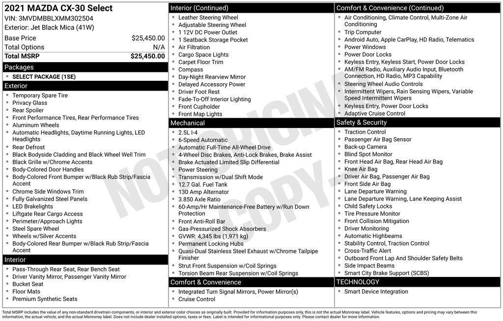 used 2021 Mazda CX-30 car, priced at $23,599
