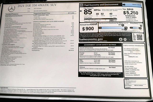 new 2024 Mercedes-Benz EQE 350 car, priced at $86,465