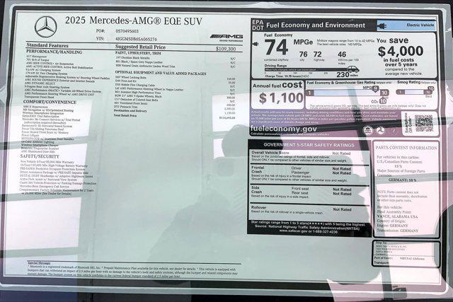 new 2025 Mercedes-Benz AMG EQE car, priced at $114,695