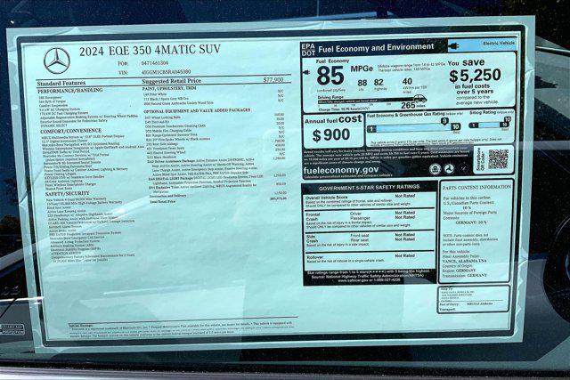 new 2024 Mercedes-Benz EQE 350 car, priced at $83,072