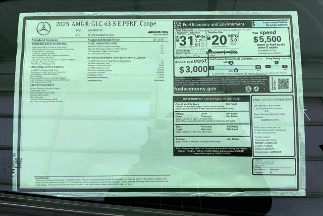 new 2025 Mercedes-Benz AMG GLC 63 car, priced at $118,460