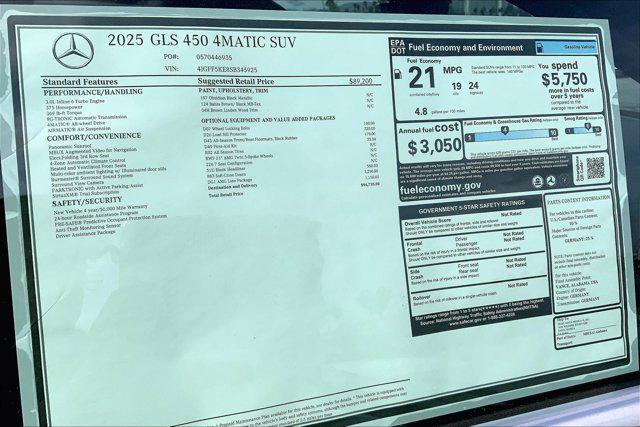 new 2025 Mercedes-Benz GLS 450 car, priced at $94,735