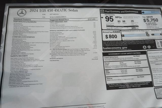 new 2024 Mercedes-Benz EQS 450 car, priced at $116,795