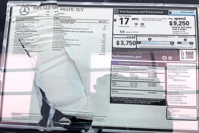 new 2025 Mercedes-Benz GLE 580 car, priced at $95,665