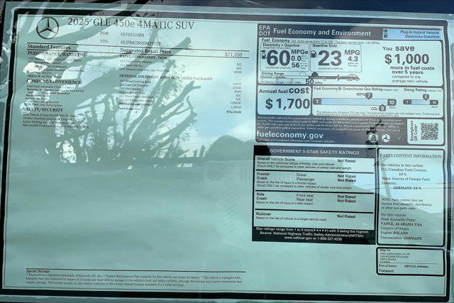new 2025 Mercedes-Benz GLE 450e car, priced at $74,125
