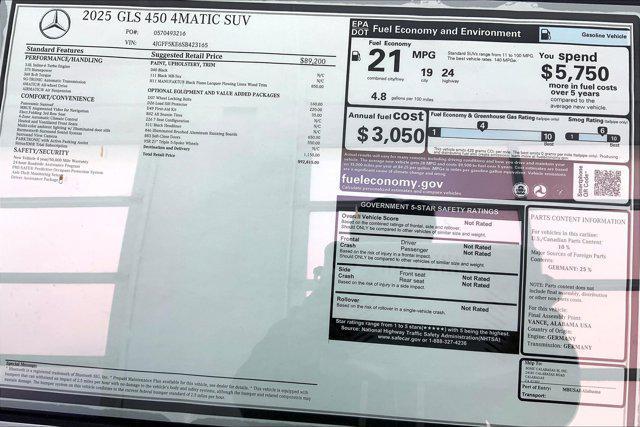 new 2025 Mercedes-Benz GLS 450 car, priced at $92,815