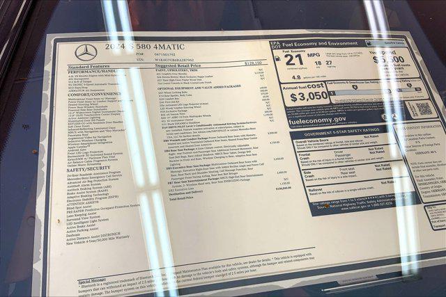 new 2024 Mercedes-Benz S-Class car, priced at $150,040