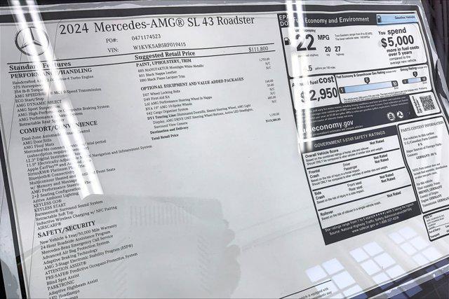 new 2024 Mercedes-Benz AMG SL 43 car, priced at $115,380