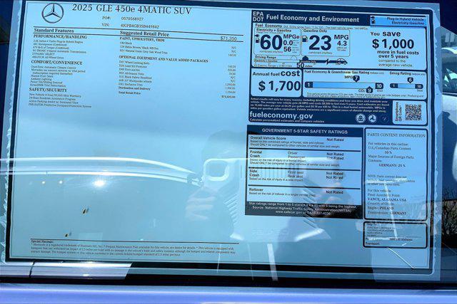 new 2025 Mercedes-Benz GLE 450e car, priced at $75,425