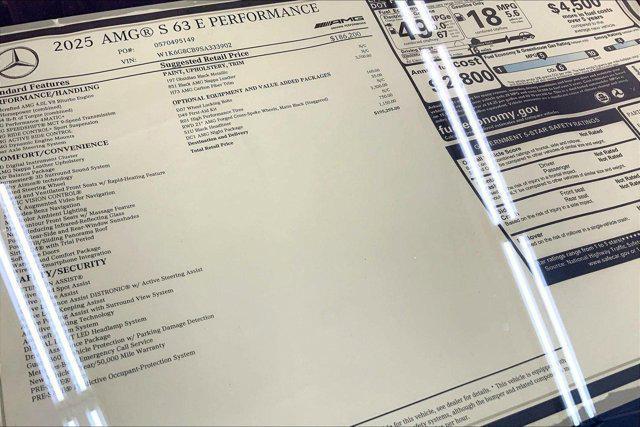 new 2025 Mercedes-Benz AMG S 63 E car, priced at $195,295