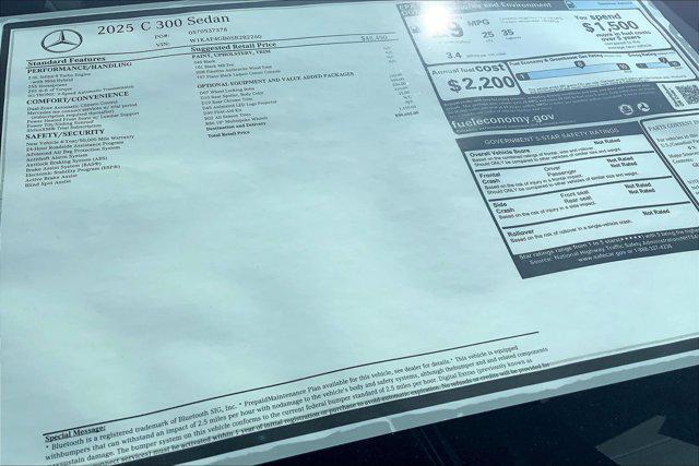 new 2025 Mercedes-Benz C-Class car, priced at $50,655