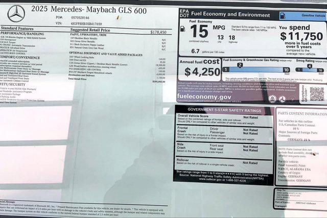 new 2025 Mercedes-Benz Maybach GLS 600 car, priced at $205,045