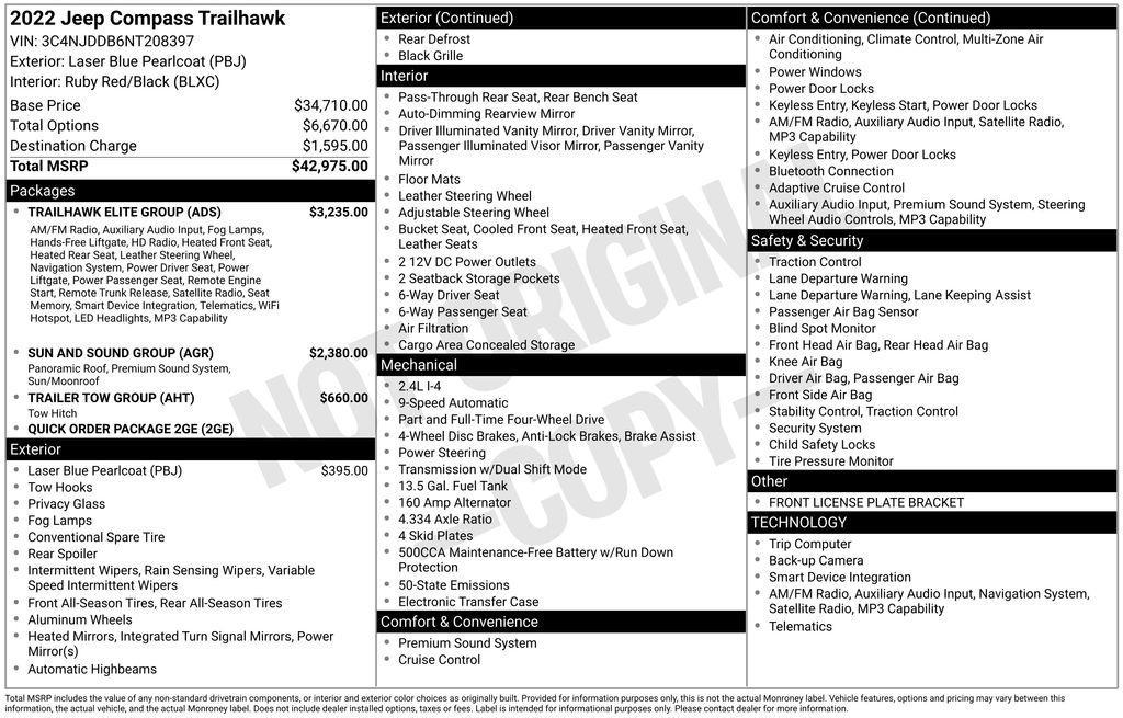 used 2022 Jeep Compass car, priced at $26,903