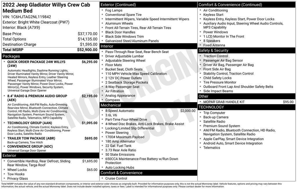 used 2022 Jeep Gladiator car, priced at $35,500