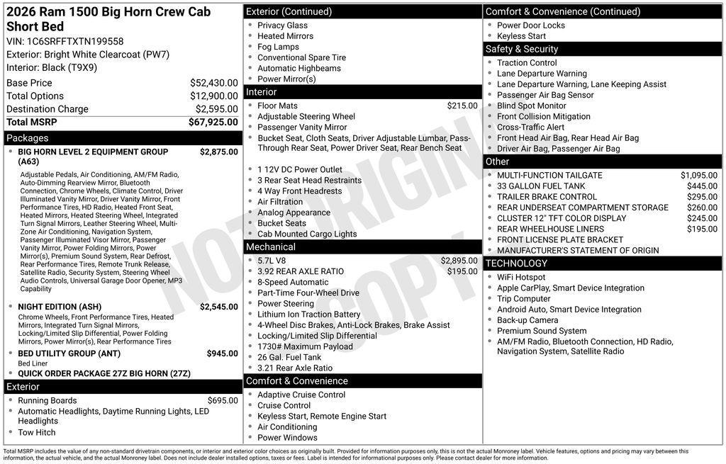 new 2026 Ram 1500 car, priced at $56,931