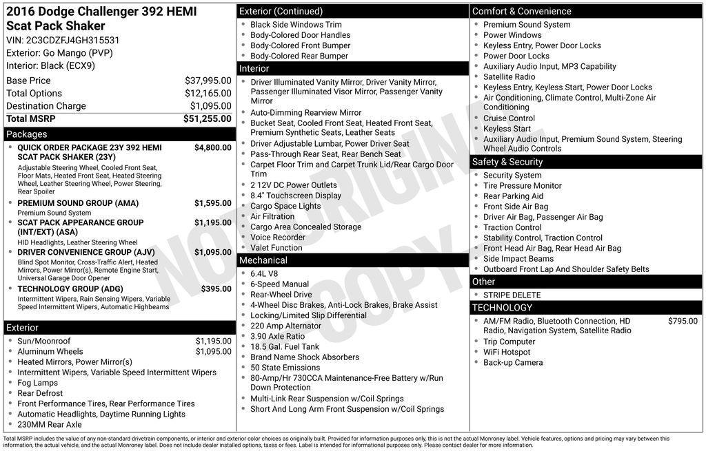 used 2016 Dodge Challenger car, priced at $39,000