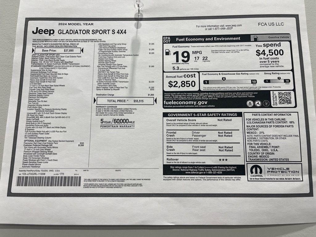 used 2024 Jeep Gladiator car, priced at $40,477