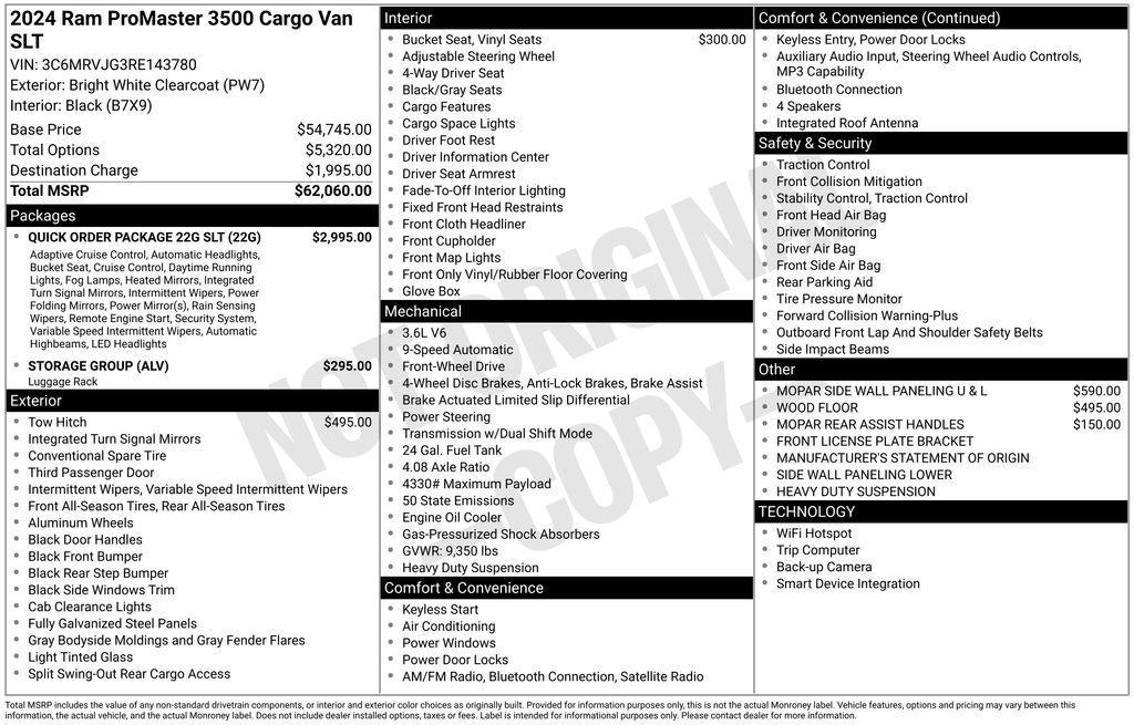 used 2024 Ram ProMaster 3500 car, priced at $50,000