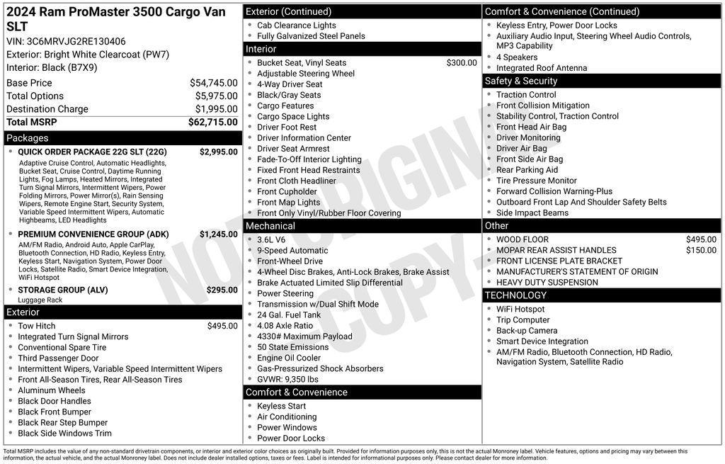 used 2024 Ram ProMaster 3500 car, priced at $49,944