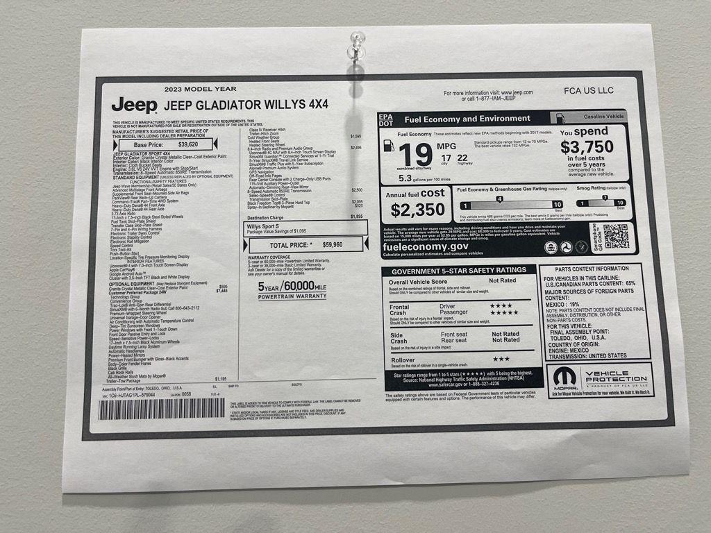 used 2023 Jeep Gladiator car, priced at $37,807