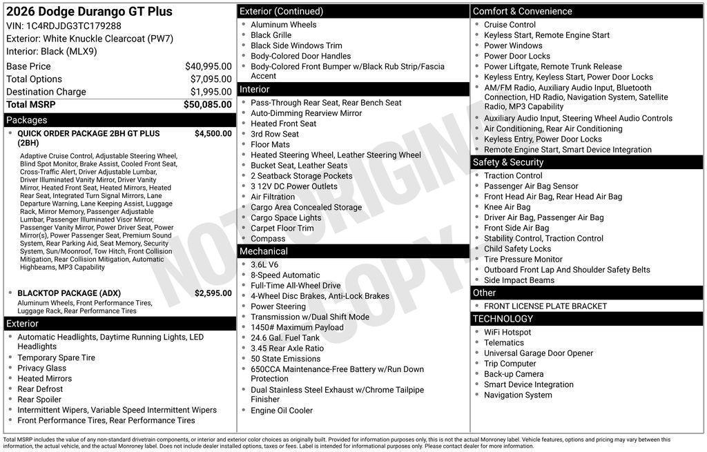 new 2026 Dodge Durango car, priced at $45,372