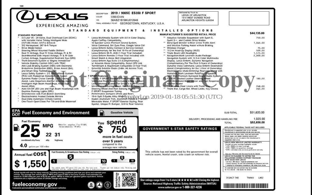 used 2019 Lexus ES 350 car, priced at $24,699